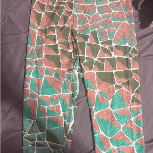 Emilio Pucci Leggings with Pink and Green Geometric Pattern